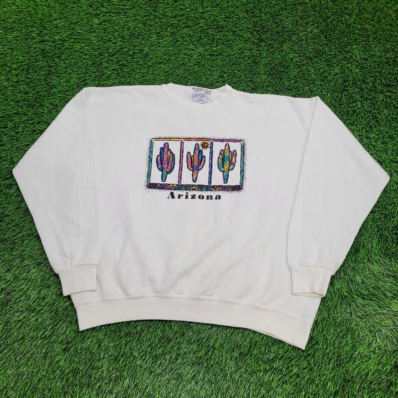 Vintage 90s Arizona Cactus Sweatshirt Womens XL 25x24 Baggy - Picture 1 of 16